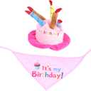 SUPVOX Adorable Dog Birthday Hat and Bib Set Dog Birthday Decor for Pet Parties and Stylish Great for Celebrating Furry Friends, Pink