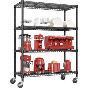 IZEUK Garage Shelving Wide Storage Shelves 4 Tier Metal Shelves 3200 LBS Heavy Duty Adjustable Utility Shelf Rack Black 23.6" D x 53.1" W x 73.6" H