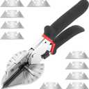Miter Shears, Multi-Angle Shear Cutter with 10 Replacement Blades, 45-135 Adjustable for Trunking, Soft Wood & Plastic, Heavy-Duty Titanium Alloy, Non-Slip Grip, Safety Lock