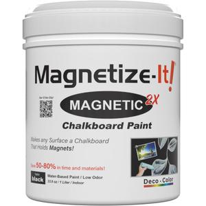 Magnetize-It! Magnetic Chalkboard Paint (Water Based)  Satin Black Deco Color Extra Strong and Sustainable, All-Purpose Interior 1L