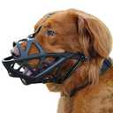 BARKLESS Dog Muzzle, Soft Basket Muzzle for Medium Large Sized Dog Labrador Golden German Shepherd Australian Shepherds, Mouth Guard for Biting Chewing Scavenging, Allow Drinking and Eating(Black, L)