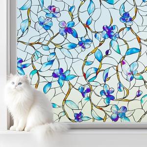SOMWISE Frosted Glass Window Film, Heat Insulation, UV Block, Anti-Glare, One Way Privacy Tint, Static Cling for Home Bathroom Door, Renter Friendly, Day & Night Privacy (3 Pack)