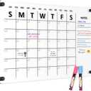 Large Acrylic Calendar for Wall, 24" X 16" Black Clear Acrylic Wall Calendar, Clear Wet & Dry Erase Calendar Hanging Frameless Monthly Planner for Office, Home or School, 2 Markers