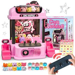 Claw Machine for Kids with Remote Control, Y2K Toy for Girls Age 3+, Girl's Birthday Gifts with Plush Toy and Capsules, Kawaii Room Decor for Teens, Girl Age 3-12 Years Old 