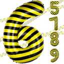 40 Inch Construction 6 Number Balloon Yellow and Black Striped Construction Truck Themed Big Helium Numbers for Girls Boys Party Decorations (Number 6)