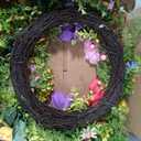 Briful 24 Inch Fall Wreath for Front Door, Autumn Floral Wreath | With Silk Peonies Orange Rose, Berries, for Thanksgiving Harvest Festival, Indoor Outdoor Farmhouse Wall Window Decor
