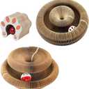 2 Pack Kitty Kurls Cat Scratcher, Magic Organ Cat Toy Scratching Board with Bell Balls, Reversible Corrugated Cardboard for Pet Claw Care