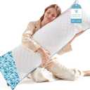 YZ HOME Long Body Pillow for Adults - Firm Body Pillow Insert with Shredded White Memory Foam, Adjustable Height, Soft Support for Side Sleeping, Pregnant Women, Washable (White, 50" long, 16" wide)
