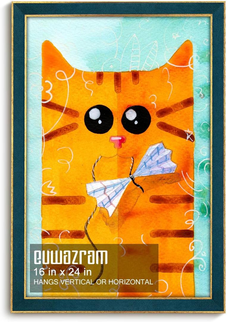 Suede 16x24 Frame - Single Frame,Christmas Elegant Navy Blue 16 x 24 Poster Frame,16x24 Picture Frame for Artwork Puzzles Photos and Movie Posters