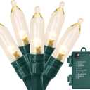 Christmas Lights, Battery Operated String Lights 18ft 50 LED 8 Modes LED Mini Lights with Timer for Christmas Tree Wreath Party Home Indoor Outdoor Decor, Waterproof, Warm White