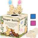 2 x Winnie Baby Shower Decorations, Pooh Diaper Raffle Box, Baby Gender Reveal Decorations, He Or She Gender Reveal with 50pcs Winnie Cards 2 Ink Pads
