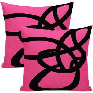 Black and Hot Pink Pillow Covers 18x18 Set of 2 Geometric Abstract Modern Art Line Throw Pillow Covers Modern Minimalist Decorative Square Linen Cushion Case Boho Decor for Couch Sofa Outdoor
