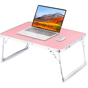 Foldable Laptop Desk, SUVANE Breakfast Serving Bed Tray, Portable Mini Picnic Table Storage Space Lap Desk Reading Holder(Pink)