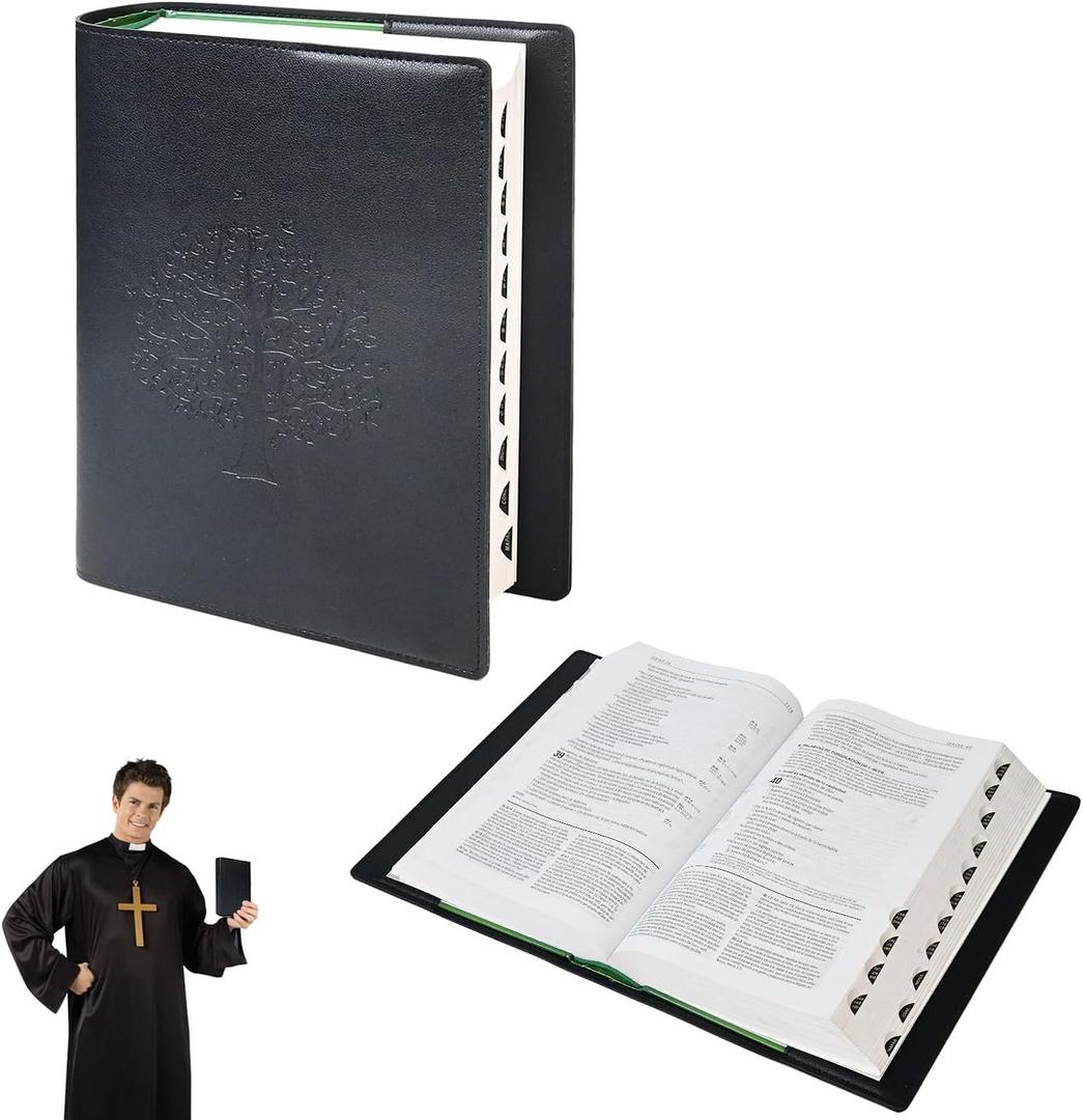 Bible Cover Case for Women and Men, Leather Bible Bag Suitable for 7.25"x10.25"x1.5" Standard Size Bible Protective Classic(Black,Large,7.25"x10.25"x1.5")