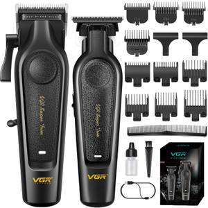 VGR Professional Hair Clippers for Men - Cordless Barber Clippers & Zero Gapped Trimmer Set, 7000RPM High Power Hair Cutting Kit with Ceramic Blade, USB-C Rechargeable Grooming Tools for Fade V197&995