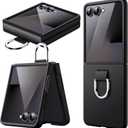 JETech Case for Samsung Galaxy Z Flip 7 2025 with Ring, Hard PC Slim Shockproof Anti-Scratch Protective Phone Cover (Black)