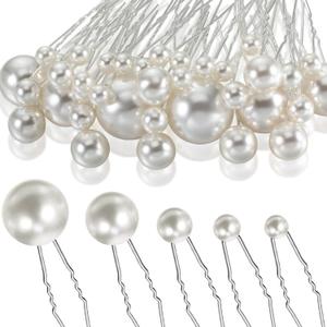 40 Packs Pearl Hair Pins Bridal Wedding White Pearl Hair Accessories Bobby Clips for Brides and Bridesmaids(Mix Size)