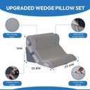 Ahpmeoa 3PCS Wedge Pillow Set for After Surgery, Back Pillow for Bed Sitting up, 10-in-1 Foam Wedge Pillow for Acid Reflux & Back Pain Relief, Post Surgery Pillow for GERD & Snoring, Grey