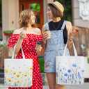 Bencailor 6 Pcs Floral Canvas Tote Bags Bulk Reusable Wildflowers Tote Bags for Women Daily Life Vacation Shopping