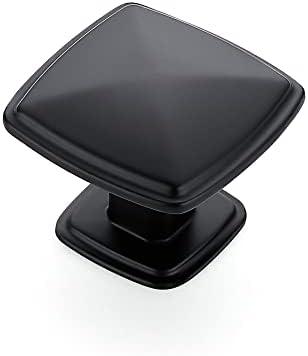 Ravinte 2 Pack Matte Black Kitchen Cabinet Square Knob Single Hole Cabinet Hardware for Dresser Drawer Cabinet Pulls Drawer Knobs Cabinet Knobs