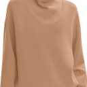 Amoretu Womens Mock Cowl Neck Sweatshirt Lightweight Loose Fit Drop Shoulder Pullover Tops (Brown, XL)