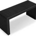 Bamboo Natural 36 inch Wooden Bench, Small Wood Benches for Entryway, Living & Dining Room, Kitchen, Bedroom, Bathroom, Hallway, Front Door, For Indoor & Outdoor Patio Use, Mid Century Modern Decor (Waterfall Black)