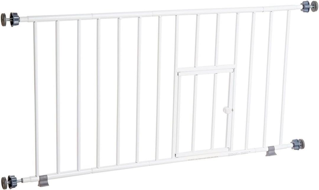 Carlson Pet Products MINI Expandable Extra Wide Pet Gate with Small Pet Door (916006), White, 18-31 inches
