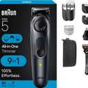 Braun All-in-One Style Kit Series 5 5470, 9-in-1 Trimmer for Men w/Beard Trimmer, Body Trimmer for Manscaping, Gillette Fusion5 ProGlide Razor, 40 Length Settings, Rechargeable Battery, Cordless (Black)