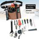JOINDO 5-Pocket Tool Belt for Men, Durable Canvas Construction, Adjustable Belt, Utility Pouch for Husband, Dad, Son, and Handyman (Brown)