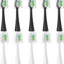 Replacement Toothbrush Heads 10 Pack Only for AquaSonic Duo and for Home Dental Center,5 Black+5 WhiteNot for AquaSonic Other Series