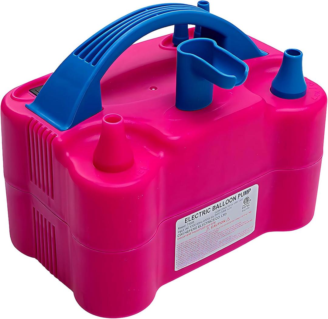 Bright Pink & Blue Plastic Electric Balloon Pump - 8" x 4 .25" x 5.25" (1 Pc) - Ideal for Graduations, Proms, Weddings, and Events