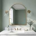ANDY STAR 24x30 Brass Bathroom Mirror, Gold Arched Mirror, Arched Top Rounded Corner Seamless Tube Metal Framed, 1 SUS304-Anti-Rust, Wall Mounted Vertical for Bathroom, Entryway, Over Sinks
