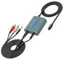 Analog to Digital Audio Converter Dual 3.5mm Jack AUX to Optical Adapter 96Khz Aluminum RCA to Optical Audio Converter with SPDIF Cable 3.5 AudioCable and 3.5 to RCA Cable