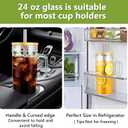 Birity 24oz Glass Cups with Lids and Straws,Glass Tumbler with Handle,2 set–Reusable Glass Ice Coffee Cups with Lid and Straw for Smoothies,Tea,Juice,Boba Cup for Cold & Hot Drinks,Travel Cup