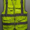 JKSafety 9 Pockets Class 2 High Visibility Zipper Front Safety Vest With Reflective Strips, Yellow Meets ANSI/ISEA Standards (Medium, Yellow)