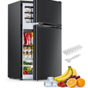 Electactic 2.5 Cu.Ft Mini Fridge with Freezer, Double-Door Compact Refrigerator, Adjustable Glass Shelves, Mechanical Thermostat & Leveling Feet, Space-Saving for Apartment/Dorm/Office, Black