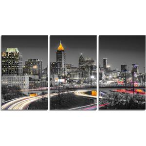 Atlanta Skyline Wall Art Black and White Georgia Cityscape Canvas Wall Decor for Living Room HD Prints Pictures Painting Artwork Decorations Poster with Frames Ready to Hang (42''Wx22''H)