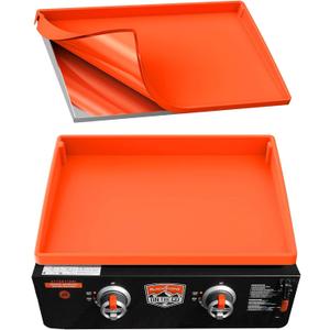 BANGIE 22" Silicone Griddle Mat for Blackstone Accessories - Anti-Warping & UV-Resistant Cover for Tabletop Portable Flat Top Grill, Blocks Condensation Rust (Orange) (21.8" x 15.7" x 1")