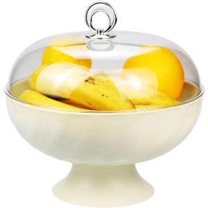 Fruit Bowl with Lid & Basket - Fruit Fly Proof Kitchen Counter Storage for Fruits & Veggies, Plastic Decorative fruit baske with Draining Holes & Handle (beige/1PCS)