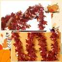 100 Feet Fall Maple Leaves Garland Orange Tinsel Leaf Thanksgiving Decoration for Tree Autumn Harvest Mantle Decor Party Garland Supply (100 FT)