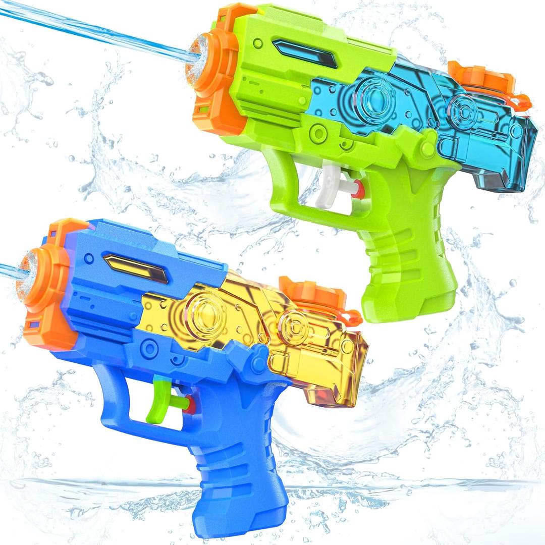 Water Guns for Kids, 2 Pack Mini Squirt Guns with Trigger Small Water Blaster Pistol Toys for Boys Girls Toddlers Summer Outdoor Yard Swimming Pool Beach Water Fighting Party Favors (Blue-Green)