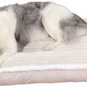 Orthopedic Dog Bed Pillow with Removable Cover & Shredded Memory Foam  Luxurious Plush Design, Non-Slip Base, Machine-Washable for Dogs Up to 65 lbs (L(36"x23"x3"), Cream)