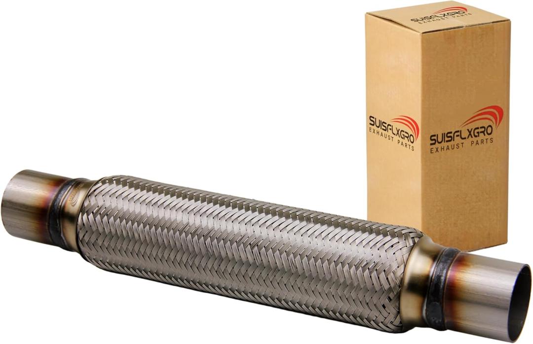 Exhaust Flex Pipe Universal Type 100% Stainless Steel For Heavy Duty and Cars (1 PC, 2X12X16)