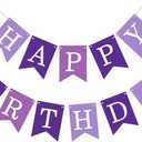 Happy Birthday Banner Sign, Birthday Garland Wall Door Banners Flag for Women Men Boys Girls Party Backdrop Decorations, Personalized Letters Name Banners (Light Purple and Purple)