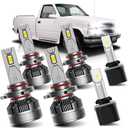 AWALITED Fits for 1999-2002 Chevy Silverado High Low Beam Fog Lights Bulbs Combo, 6000K White Plug-and-Play Super Bright Light Bulbs, Pack of 6