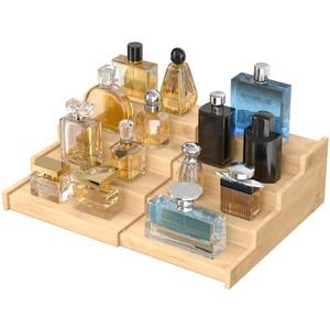 Vdamu Spice Rack Kitchen Cabinet Organizer: 4 Tier Bamboo Expandable Spice Storage Display,Spice Shelves Adjustable Seasoning Organizer 8–15 Inch