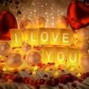I Love You Light Up Letters, with Tea Lights Candles, Rose Petals, Pearlescent Foil Balloons - Luminary Paper Bags, Anniversary Decorations and Valentines' Day Decorations for Your Loved One