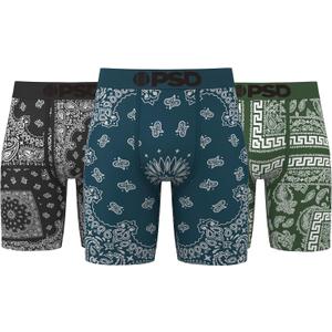 PSD Underwear Mens Boxer Briefs - Bandana Mix 3 Pack, 7 Inch Inseam, Moisture-Wicking, 4-Way Stretch, Boxer Briefs for Men, Size S