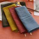 Amazhiyu Pure Linen Dinner Napkins Washable Reusable, Set of 4, 17x17inch, Dark Red