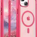 Magnetic for iPhone 15 Case, [Compatible with MagSafe][Military Grade Drop Protection][Heavy Duty Protection][Non-Slip][Shockproof] 2-Layer Durable Bumper Phone Case 6.1''-Rose